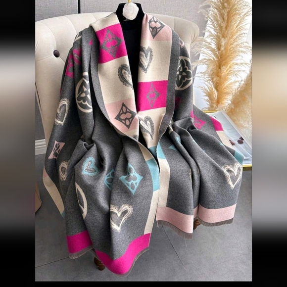 Luxury Inspired Cashmere Feel Scarf/ Pashmina Blanket/ Poncho Wrap New - Picture 1 of 4